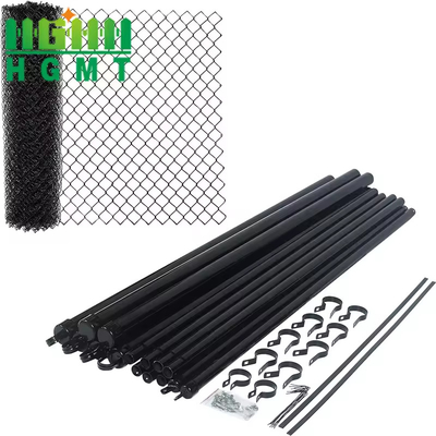 8 pés de altura 50x50 preto revestido de vinil de cor galvanizado sistema de cerca de ligação de cadeia de privacidade 2,5 mm