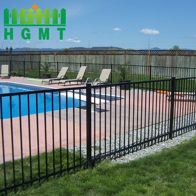 Quadrado Post Tubular de aço vedação jardim piscina decorativa preto revestido de PVC