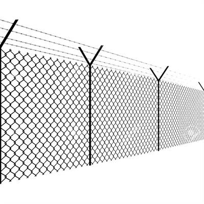 PVC exterior revestido de vinil preto Ciclone Telha de ferro de malha de metal cerca de 8 pés Chain Link cerca